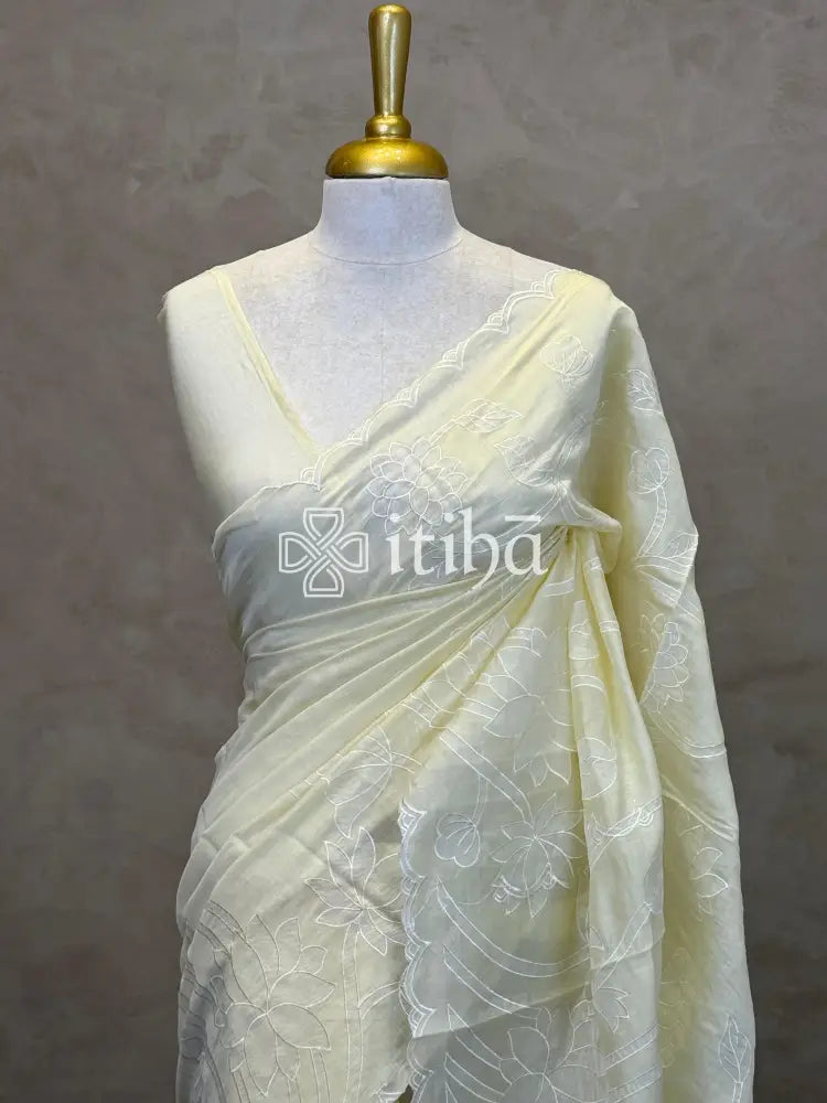 MUL CHANDERI EMBROIDERY SAREE