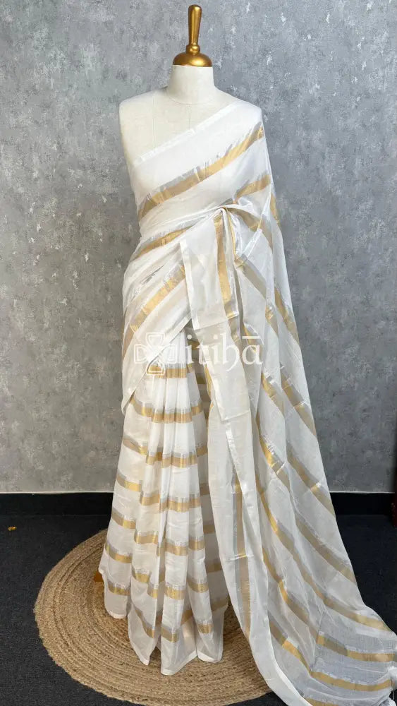 MUL COTTON SAREE STRIPES COTTON HANDLOOM