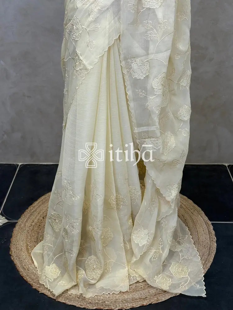 ORGANZA APPLIQUE EMBROIDERY SAREE