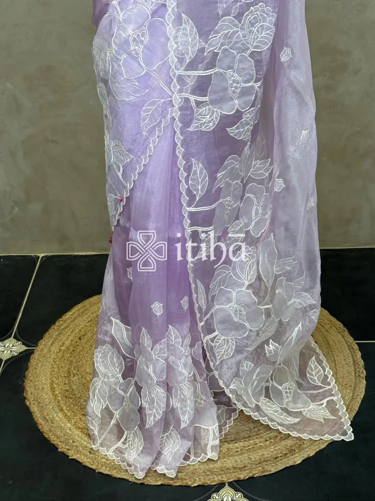 ORGANZA APPLIQUE EMBROIDERY SAREE