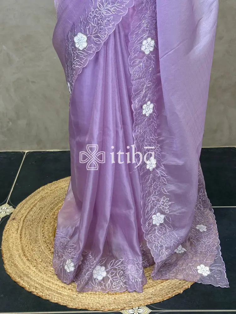 ORGANZA APPLIQUE EMBROIDERY SAREE