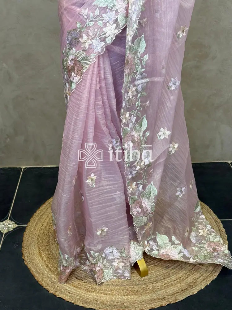 ORGANZA APPLIQUE EMBROIDERY SAREE