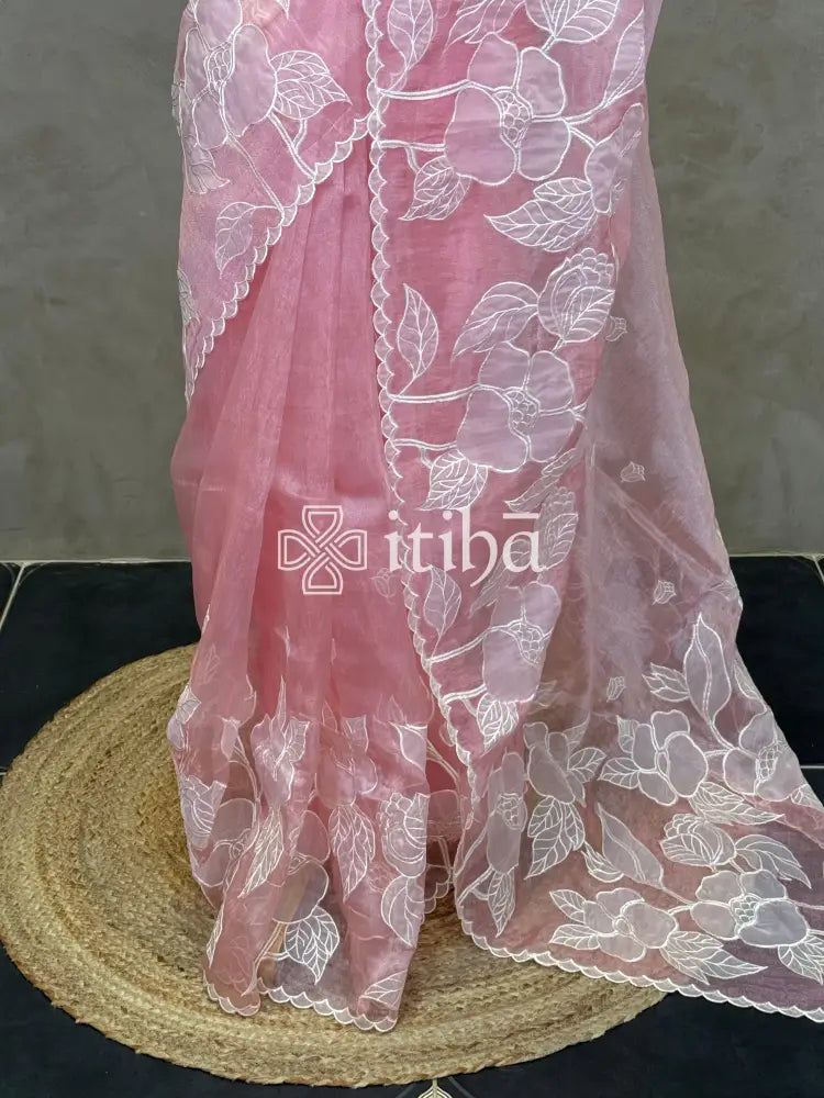 ORGANZA APPLIQUE EMBROIDERY SAREE