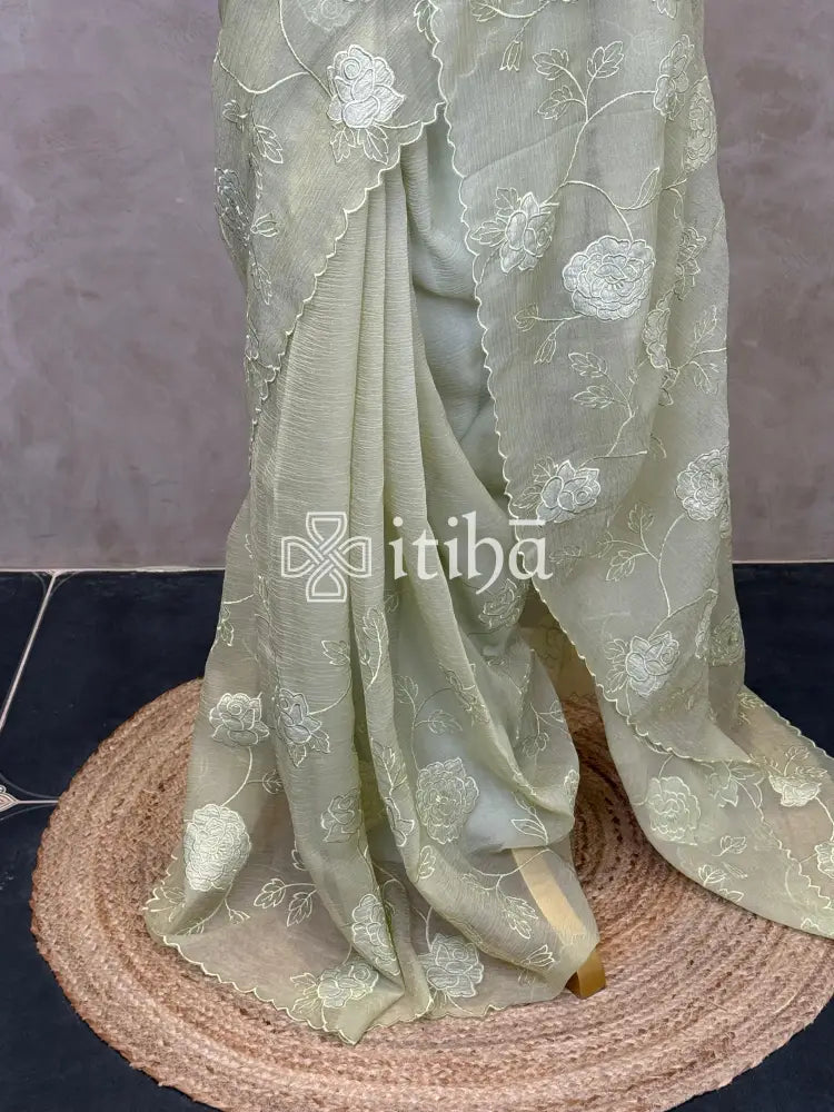 ORGANZA APPLIQUE EMBROIDERY SAREE
