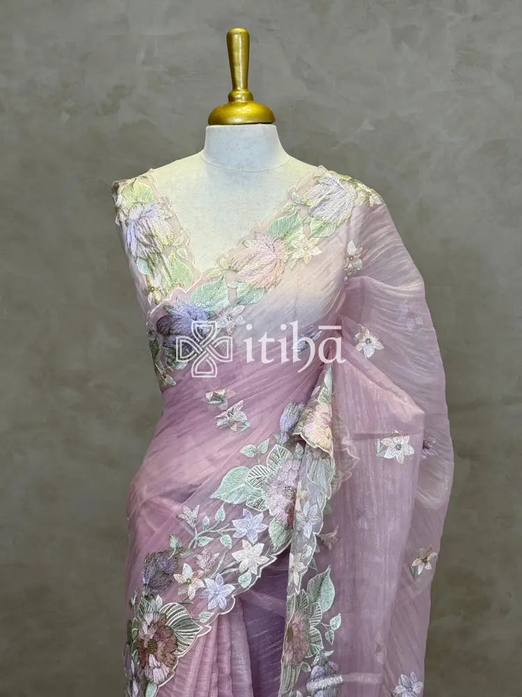 ORGANZA APPLIQUE EMBROIDERY SAREE