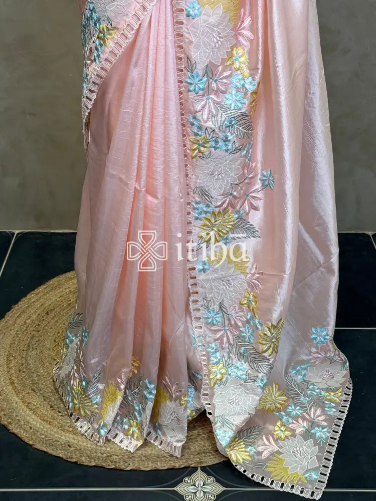 ORGANZA APPLIQUE EMBROIDERY SAREE