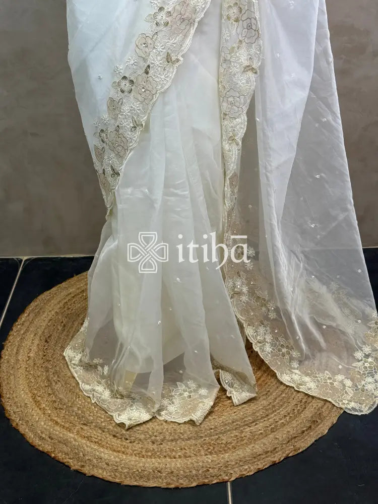 ORGANZA APPLIQUE EMBROIDERY SAREE