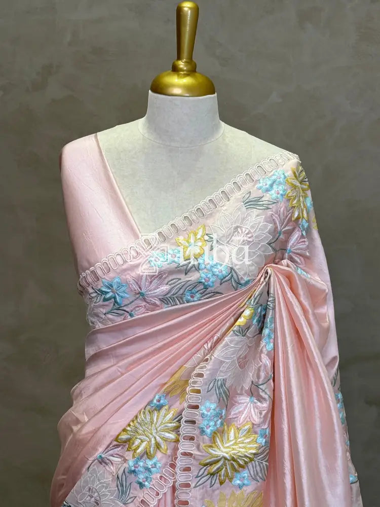ORGANZA APPLIQUE EMBROIDERY SAREE