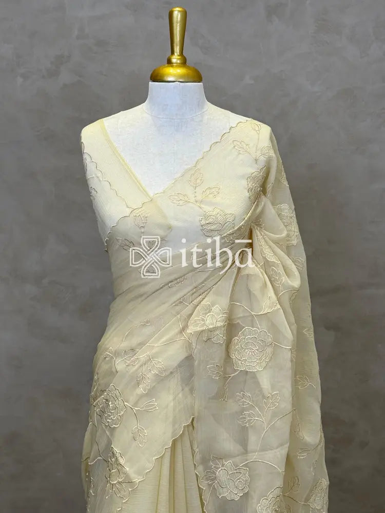 ORGANZA APPLIQUE EMBROIDERY SAREE