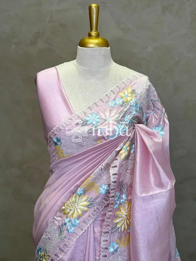 ORGANZA APPLIQUE EMBROIDERY SAREE