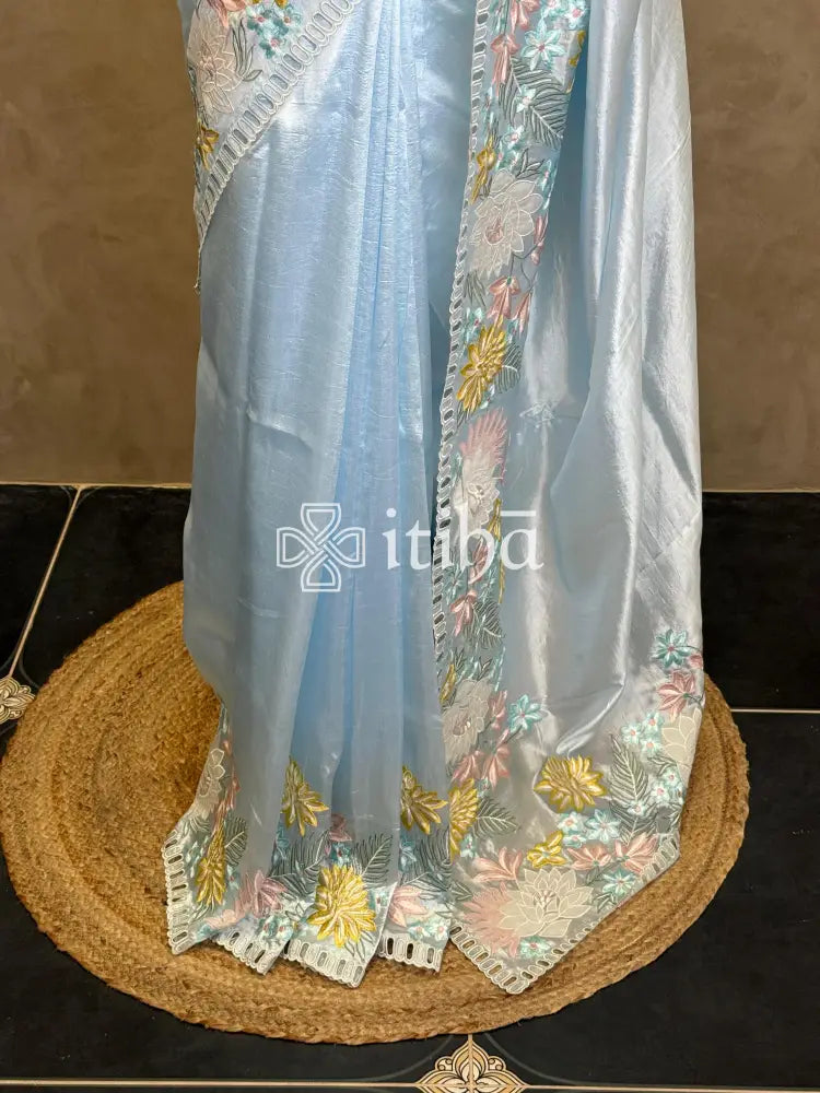 ORGANZA APPLIQUE EMBROIDERY SAREE