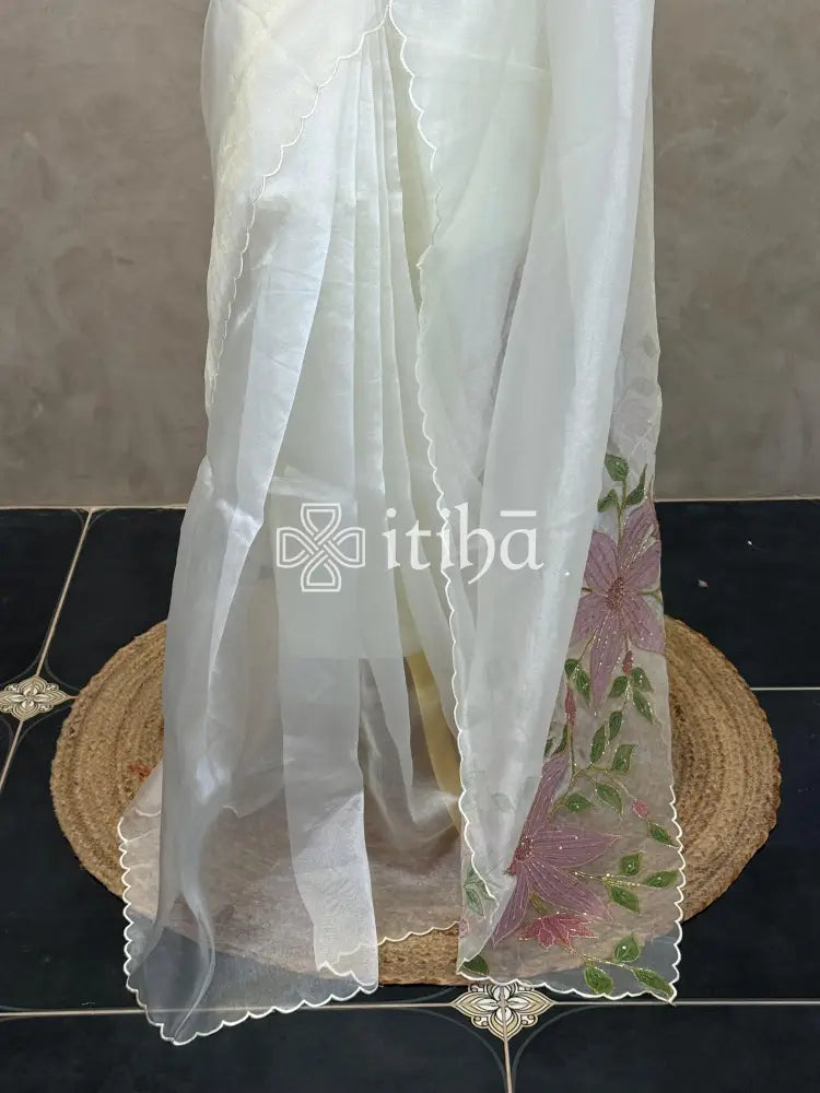 ORGANZA APPLIQUE EMBROIDERY SAREE