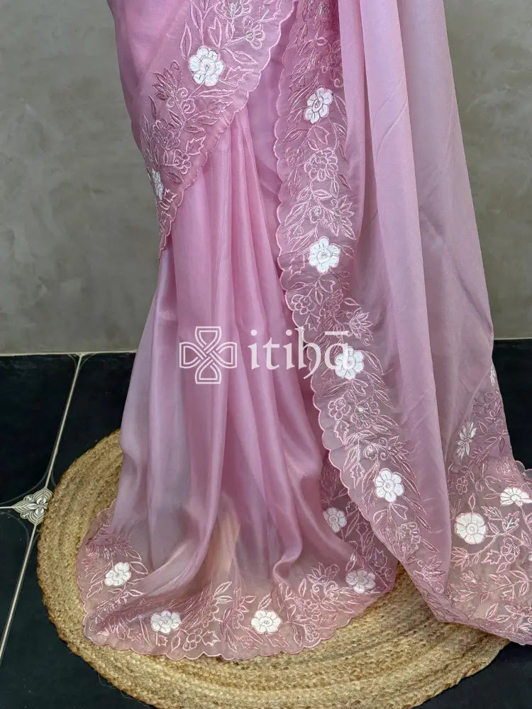 ORGANZA APPLIQUE EMBROIDERY SAREE