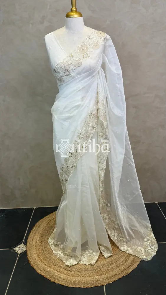 ORGANZA APPLIQUE EMBROIDERY SAREE