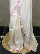 ORGANZA APPLIQUE EMBROIDERY SAREE - OFF WHITE