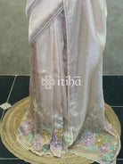 ORGANZA APPLIQUE HANDWORK EMBROIDERY SAREE