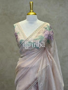 ORGANZA APPLIQUE HANDWORK EMBROIDERY SAREE