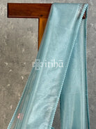 ORGANZA APPLIQUE SAREE - light blue