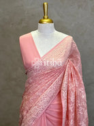 ORGANZA CHIKANKARI EMBROIDERY SAREE