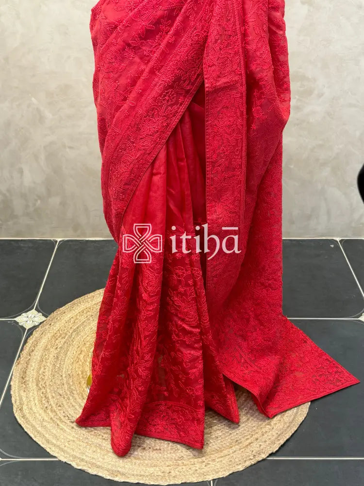 ORGANZA CHIKANKARI SAREE