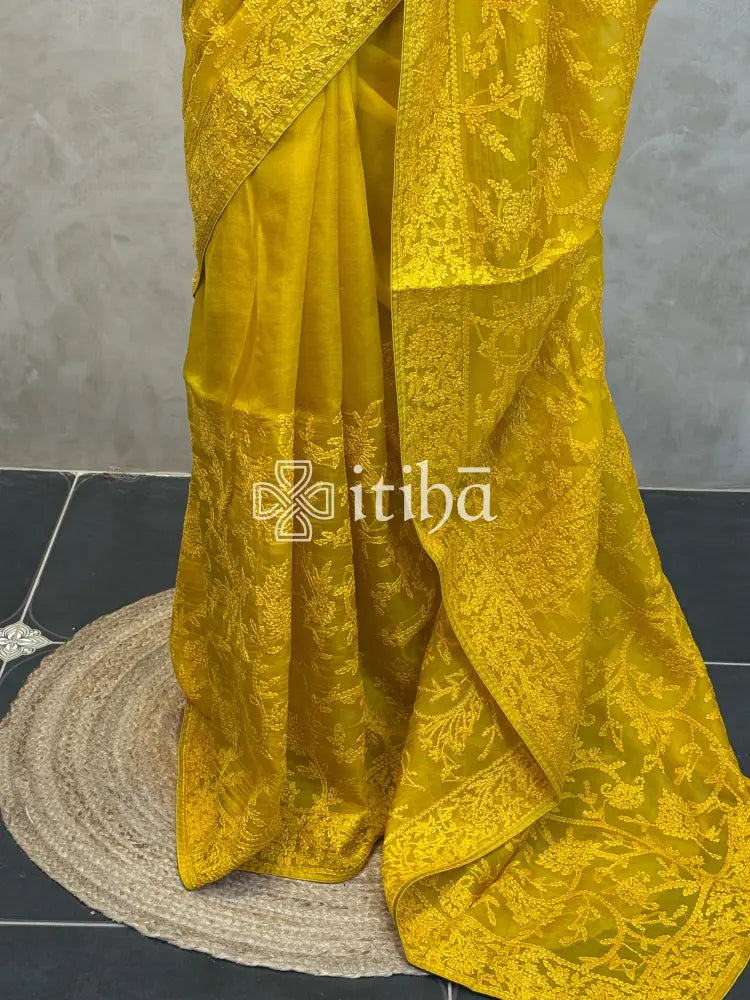 ORGANZA CHIKANKARI SAREE