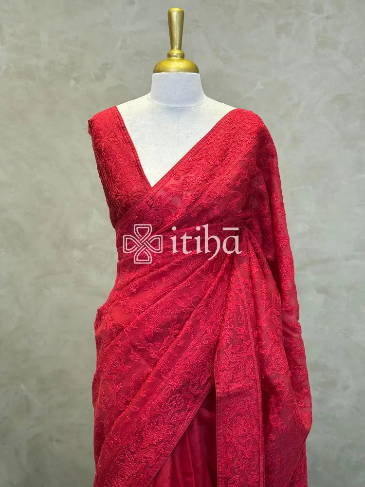 ORGANZA CHIKANKARI SAREE