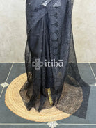 ORGANZA CUT WORK EMBROIDERY DESIGNER SAREE