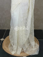 ORGANZA CUT WORK EMBROIDERY DESIGNER SAREE