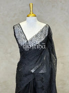 ORGANZA CUT WORK EMBROIDERY DESIGNER SAREE