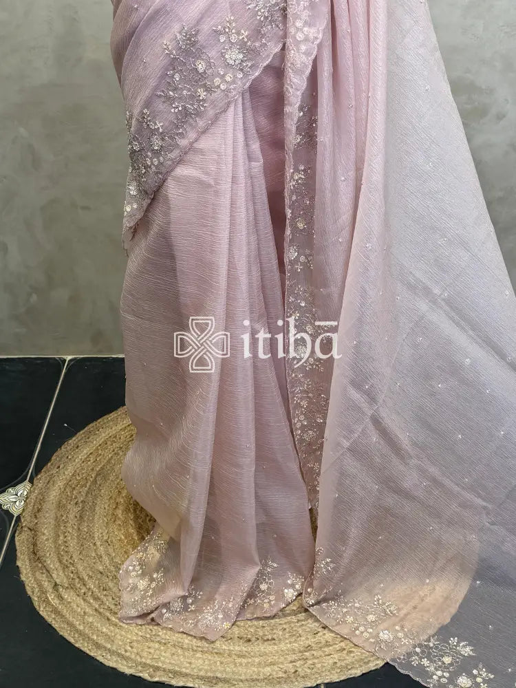 ORGANZA EMBROIDERY DESIGNER SAREE