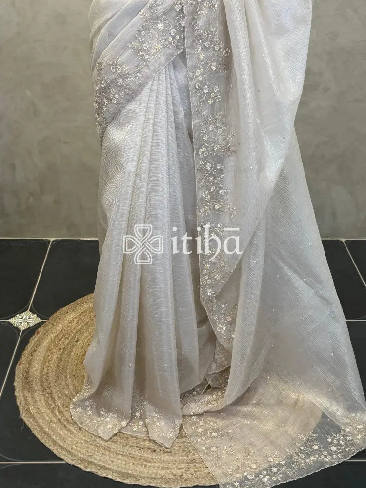 ORGANZA EMBROIDERY DESIGNER SAREE
