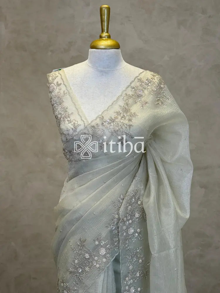 ORGANZA EMBROIDERY DESIGNER SAREE