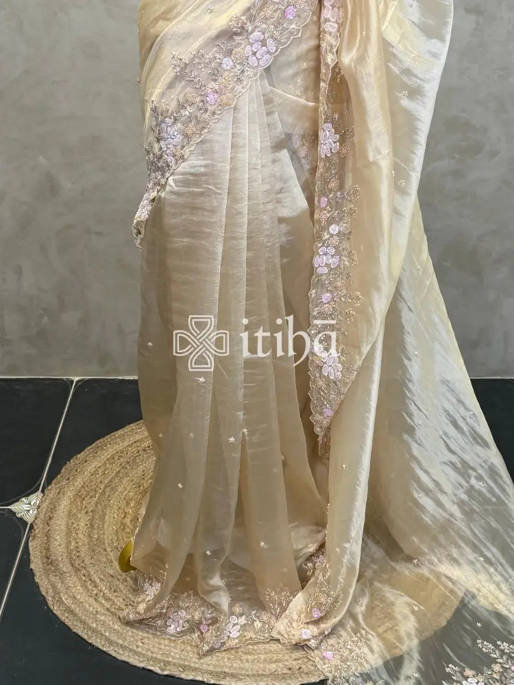 ORGANZA EMBROIDERY DESIGNER SAREE
