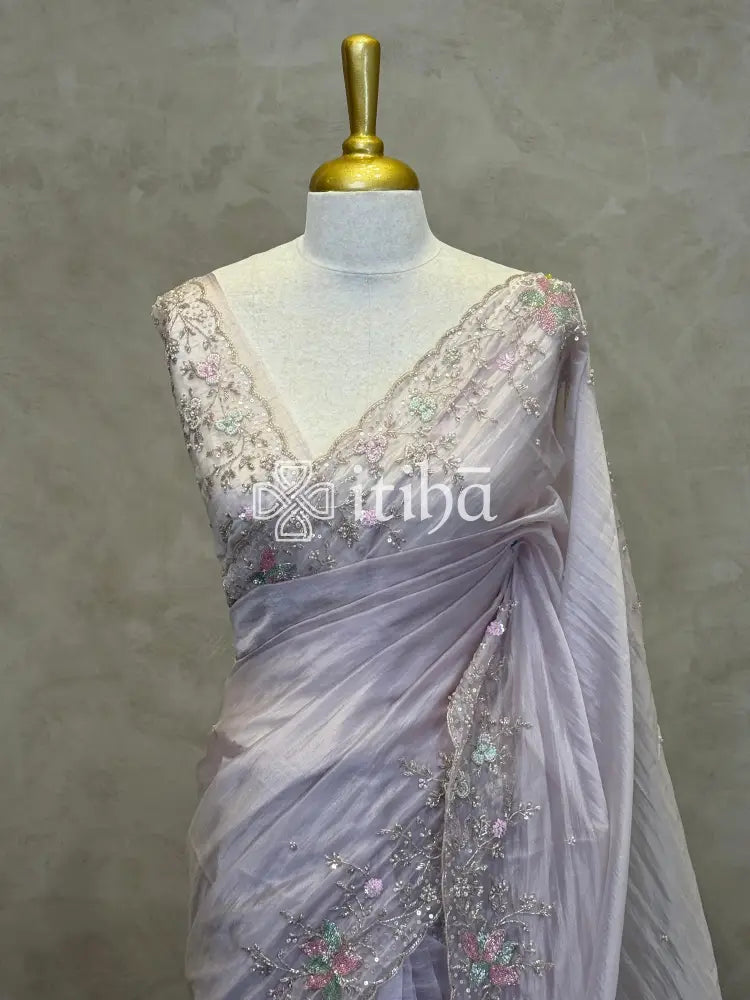 ORGANZA EMBROIDERY DESIGNER SAREE