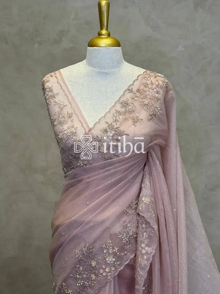 ORGANZA EMBROIDERY DESIGNER SAREE