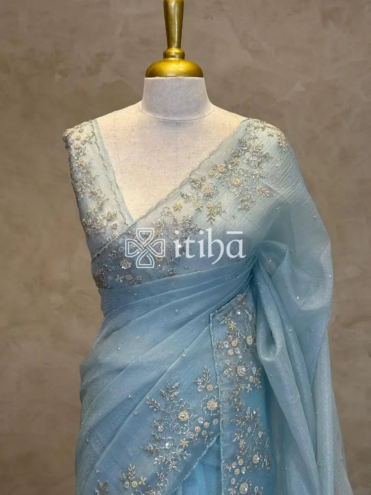 ORGANZA EMBROIDERY DESIGNER SAREE