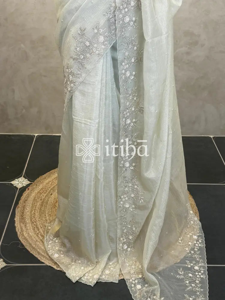 ORGANZA EMBROIDERY DESIGNER SAREE
