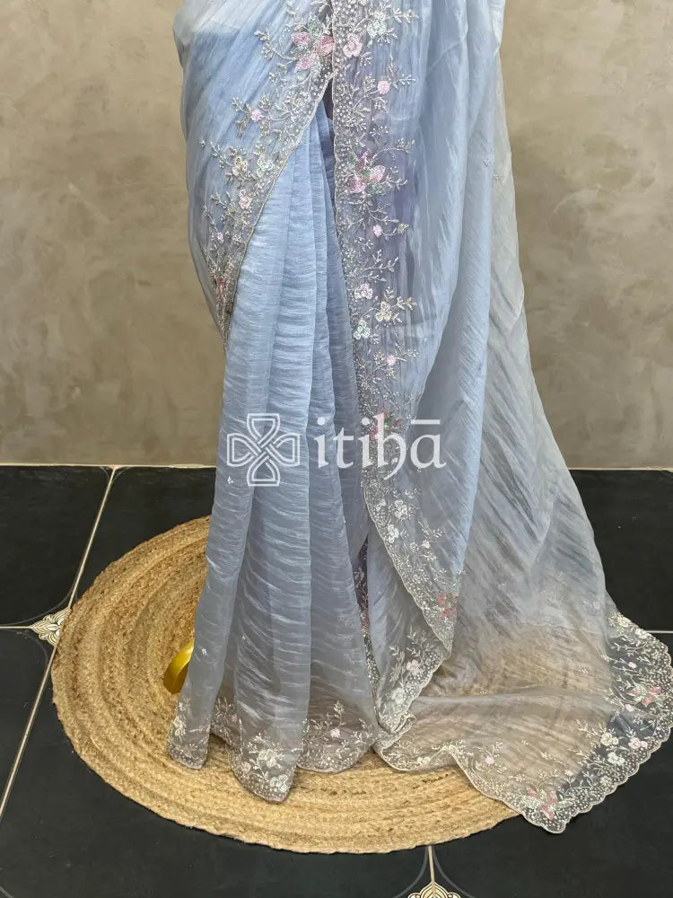 ORGANZA EMBROIDERY DESIGNER SAREE