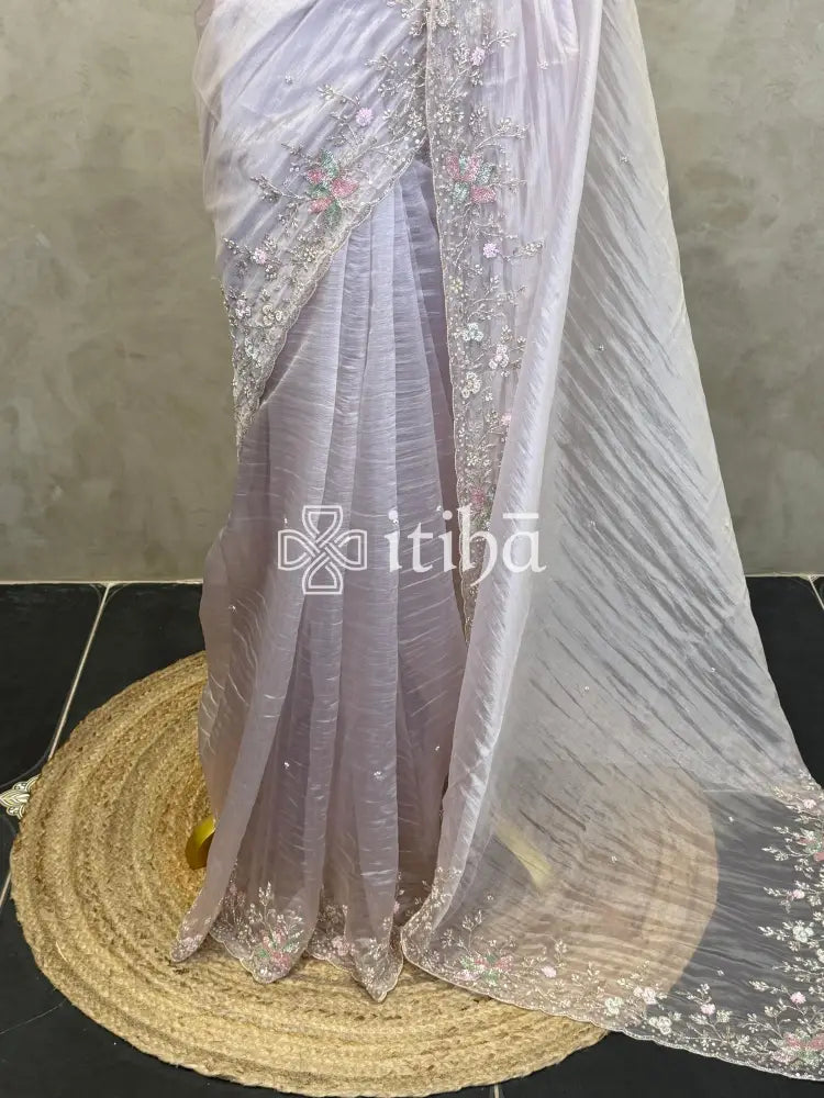 ORGANZA EMBROIDERY DESIGNER SAREE