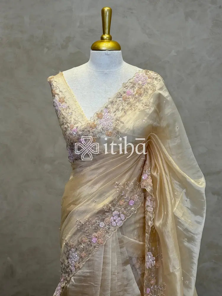 ORGANZA EMBROIDERY DESIGNER SAREE