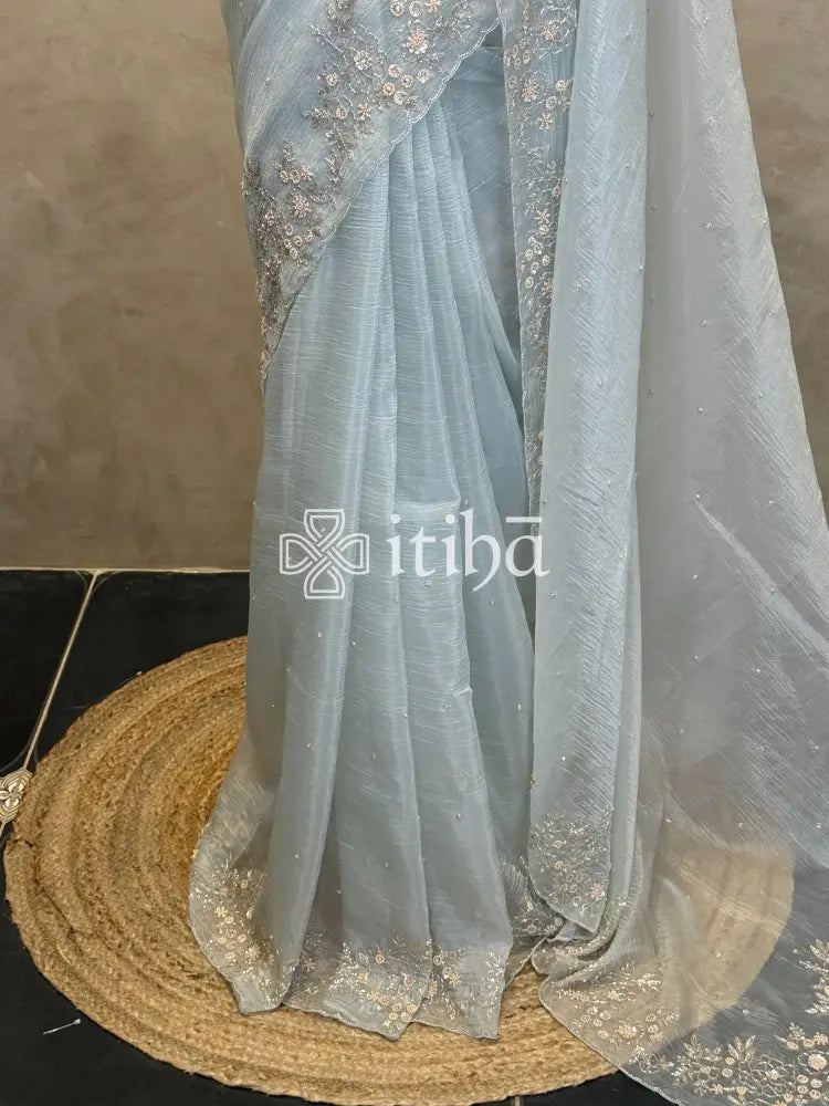 ORGANZA EMBROIDERY DESIGNER SAREE