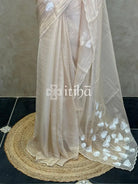 ORGANZA EMBROIDERY SAREE - CHAMPAGNE BEIGE