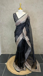ORGANZA EMBROIDERY SAREE - Black