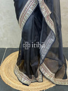 ORGANZA EMBROIDERY SAREE - Black