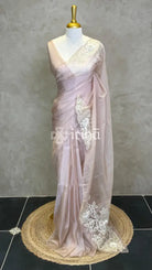 ORGANZA EMBROIDERY SAREE - DUSTY MAUVE PINK