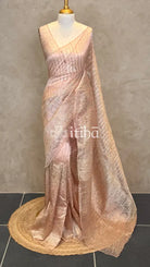 ORGANZA EMBROIDERY SAREE - Dusty peach