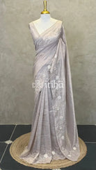 ORGANZA EMBROIDERY SAREE - dusty rose mauve