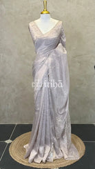 ORGANZA EMBROIDERY SAREE - dusty rose mauve