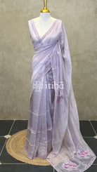 ORGANZA EMBROIDERY SAREE - LIGHT LAVENDER