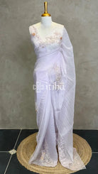ORGANZA EMBROIDERY SAREE - LIGHT LAVENDER